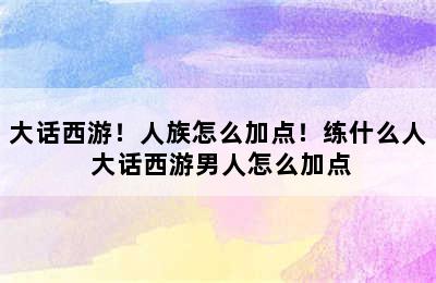 大话西游！人族怎么加点！练什么人 大话西游男人怎么加点